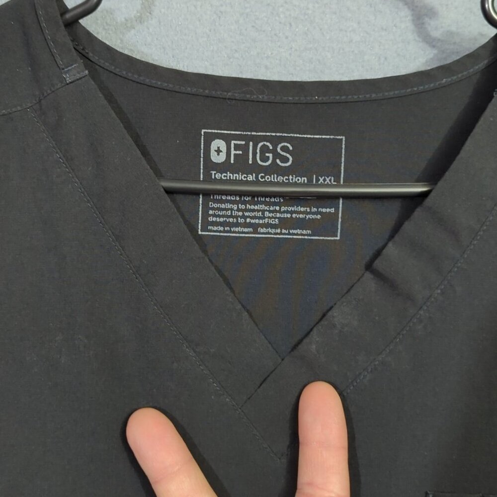 Figs Scrub Set Men's XXL/XL Black FionX Fabric Leon Three Pocket Top Joggers - Picture 4 of 16
